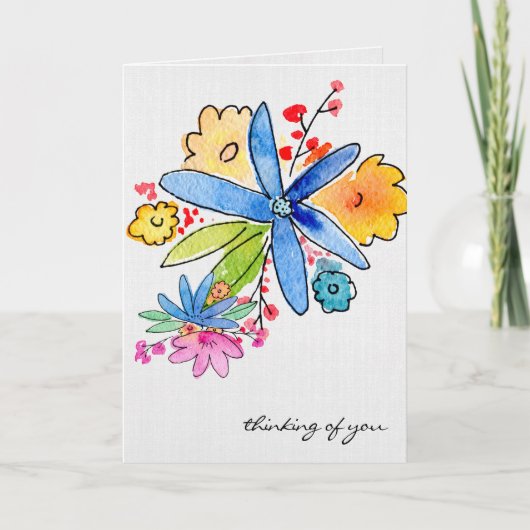 Carte Fleurs Doodle Pensées pour Toi (Devant)