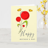 Carte Fleurs du Coeur Rouge mignonnes Illustration Fête  (Fleur jaune)