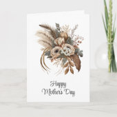 Carte Fleurs Élégantes Feuillage et Plumes Fête des Mère (Devant)