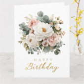 Carte Fleurs élégantes "Joyeux Anniversaire" (Fleur jaune)
