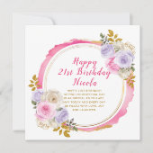 Carte Fleurs élégantes roses et violettes Anniversaire (Devant)