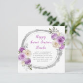 Carte Fleurs élégantes violettes et argentées pour un Sw (Debout devant)