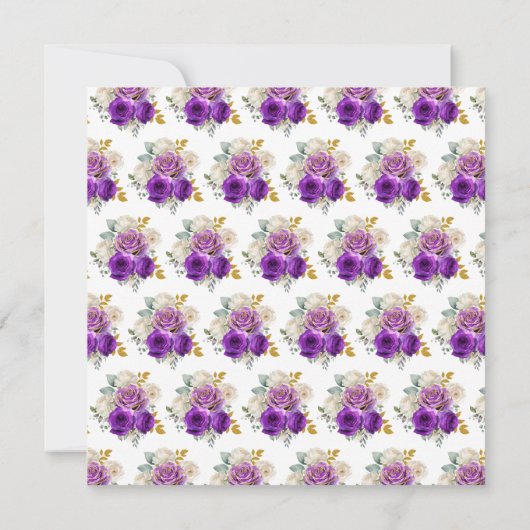 Carte Fleurs élégantes violettes foncées et dorées Sweet (Dos)