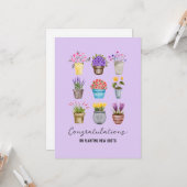 Carte Fleurs en pointillés Whimsical Félicitations Nouve (Devant/Arrière en situation)