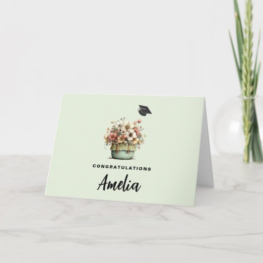 Carte Fleurs en Pot Cozy Shabby Mignon Diplôme (Devant)