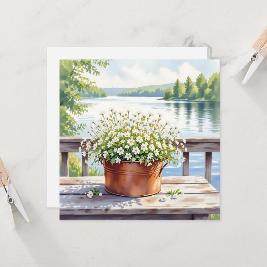 Carte Fleurs en pot de cuivre sur Lakehouse Deck (Devant/Arrière en situation)