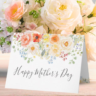 Carte Fleurs ensoleillées aquarelle Fête des Mères