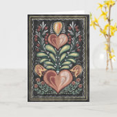 Carte Fleurs et coeurs d'art populaire (Fleur jaune)