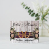 Carte Fleurs et fer à cheval, Mariage de ruban violet (Debout devant)