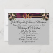 Carte Fleurs et fer à cheval, Mariage de ruban violet (Dos)