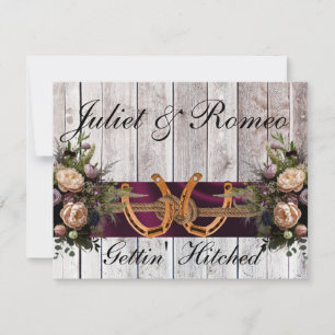Carte Fleurs et fer à cheval, Mariage de ruban violet