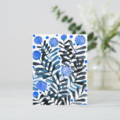Carte Fleurs et feuillage bleu lunaire (Debout devant)