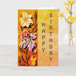 Carte Fleurs Et Feuilles Art Anniversaire 