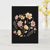 Carte Fleurs et feuilles fleuries aquarelle (Fleur jaune)