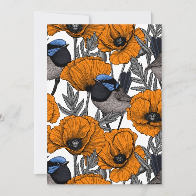 Carte Fleurs et fleurs de pavot orangé 2 (Devant)