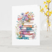 Carte Fleurs et livres d'aquarelle Anniversaire (Fleur jaune)