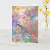 Carte Fleurs et peinture abstraite d'anniversaire (Fleur jaune)