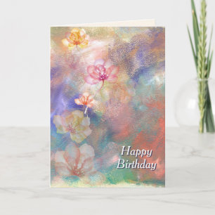Carte Fleurs et peinture abstraite pour anniversaire