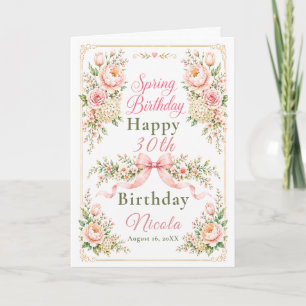 Carte Fleurs et Ruban Anniversaire de Printemps