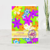 Carte Fleurs fabuleuses 40e anniversaire pour conjoint (Devant)