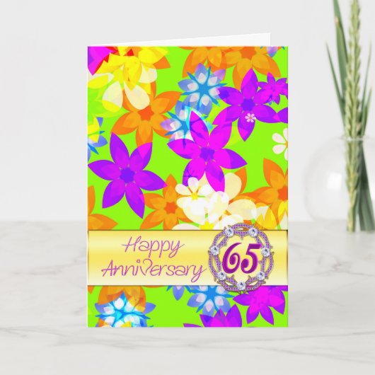 Carte Fleurs fabuleuses 65e anniversaire de mariage pour (Devant)