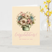 Carte Fleurs Fantaisistes dans un Pot de Fleurs Mignon D (Fleur jaune)