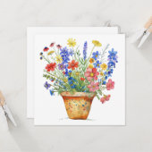 Carte Fleurs Fantaisistes dans un Pot Pensées pour Toi R (Devant/Arrière en situation)