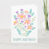 Carte Fleurs Feminines mignonnes Business Joyeux anniver (Devant)