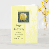 Carte Fleurs Fille et Fils en Droit Anniversaire Mariage (Fleur jaune)