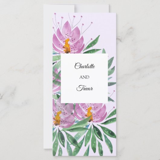 Carte Fleurs Fleurissent Violet Œuvre D'art Original Aqu (Devant)