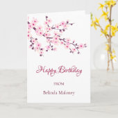 Carte Fleurs florales de cerisiers roses | Anniversaire  (Fleur jaune)