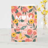 Carte Fleurs florales rose et jaune Joyeuse fête des mèr (Fleur jaune)