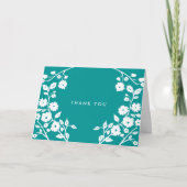 Carte Fleurs folk blanches Turquoise Merci bleu personna (Devant)