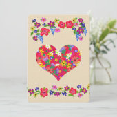 Carte Fleurs Forme cardiaque Saint-Valentin (Debout devant)