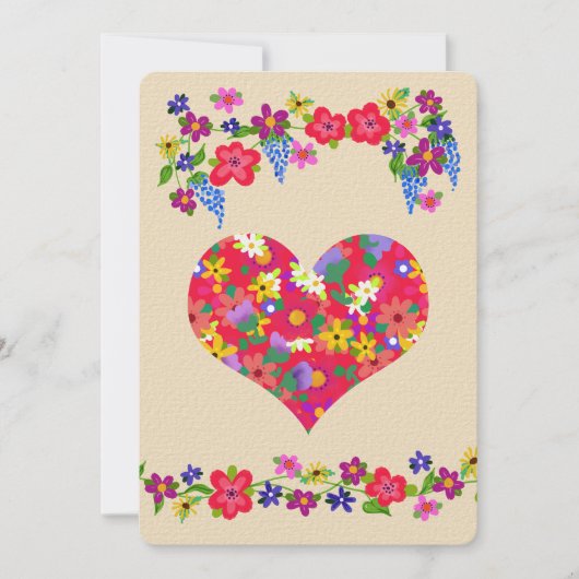 Carte Fleurs Forme cardiaque Saint-Valentin (Devant)