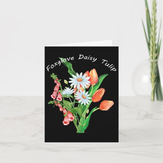 Carte Fleurs Foxglove Daisy Tulip Flore subtile (Devant)