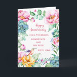 Carte Fleurs Grandson et son anniversaire de femme<br><div class="desc">Joyeuse carte d'anniversaire mariage pour petit-fils et sa femme avec de jolies fleurs de printemps et des oiseaux et verset chaleureux.</div>