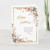 Carte Fleurs gris argenté Dusty Saumon Anniversaire (Devant)