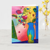 Carte Fleurs inspirées de Peter Max Greeting Card (Fleur jaune)