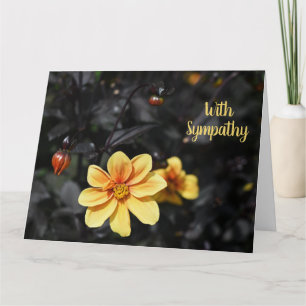 Carte Fleurs Jaunes Dahlia Avec Condolence Sympathique