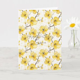 Carte Fleurs Jaunes Dorées Anniversaire
