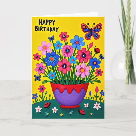 Carte Fleurs Joyeuses à Points (Devant)