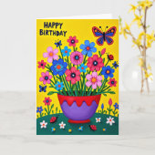 Carte Fleurs Joyeuses à Points (Fleur jaune)