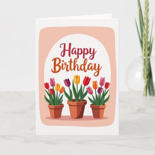 Carte Fleurs Joyeuses Rayées (Devant)