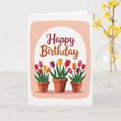 Carte Fleurs Joyeuses Rayées (Fleur jaune)
