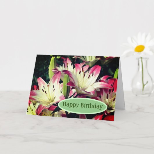Carte Fleurs Lily souriantes Anniversaire (Petite plante)