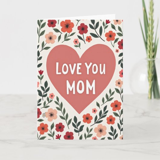 Carte Fleurs Love You Maman (Devant)