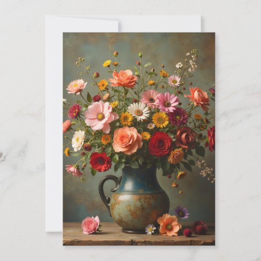 Carte Fleurs lumineuses en pensant à vous dans un vase p (Devant)