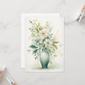 Carte Fleurs magnifiques dans un vase Hello plat (Devant/Arrière en situation)