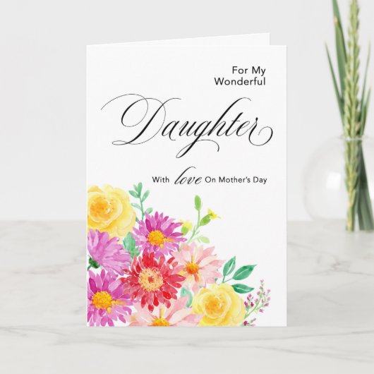 Carte Fleurs magnifiques pour la fille le jour de la fêt (Devant)